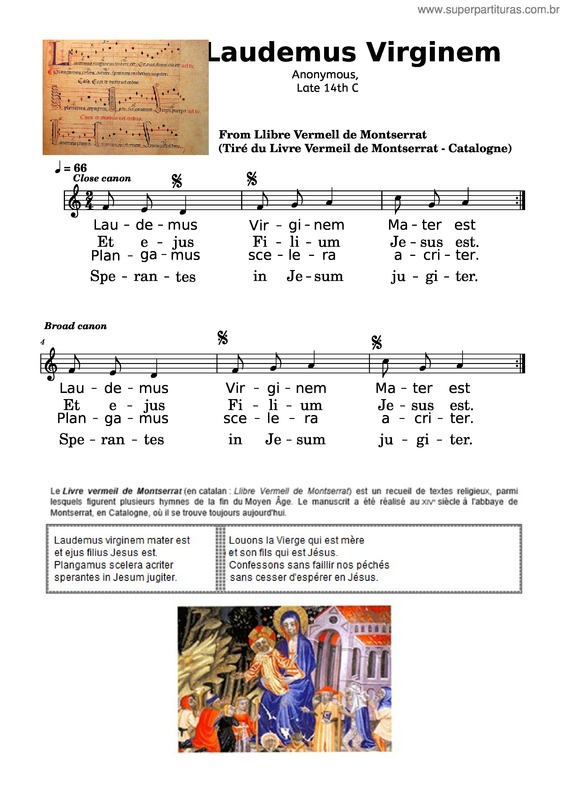 Partitura da música Laudemus Virginem – Livre Vermeil De Montserrat
