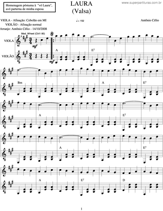Partitura da música Laura v.9