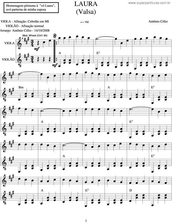 Partitura da música Laura v.9