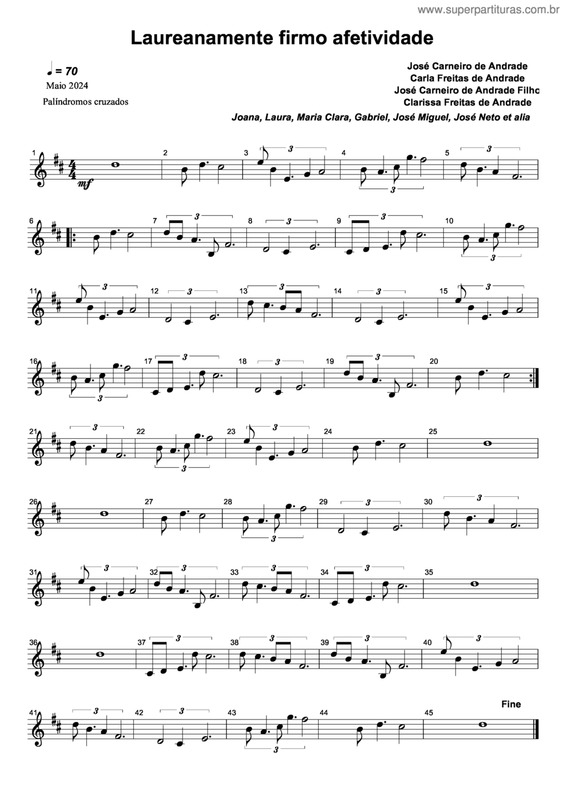 Partitura da música Laureanamente Firmo Afetividade