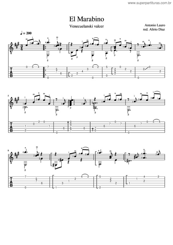 Partitura da música Lauro, Antonio