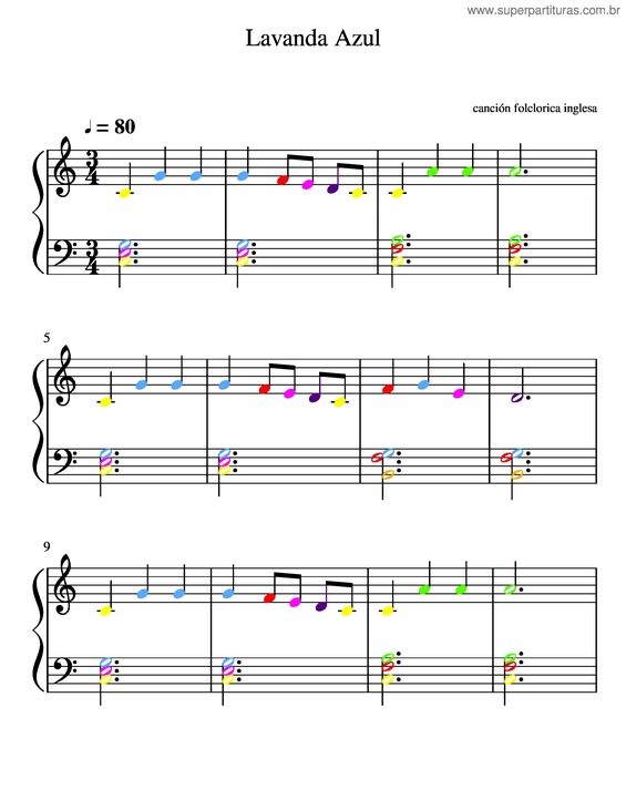 Partitura da música Lavanda Azul Piano Big