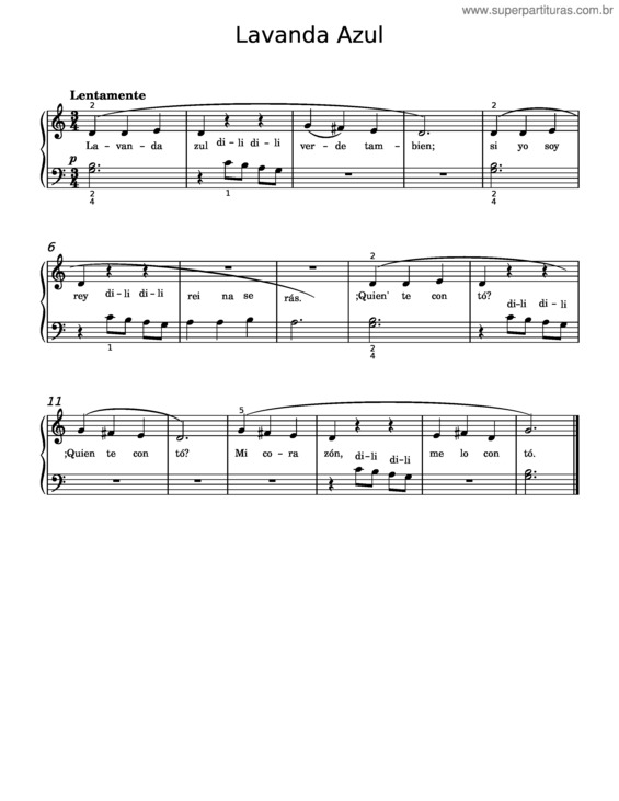 Partitura da música Lavanda Azul