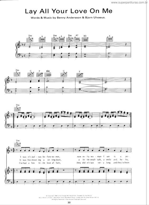 Partitura da música Lay All Your Love On Me v.2