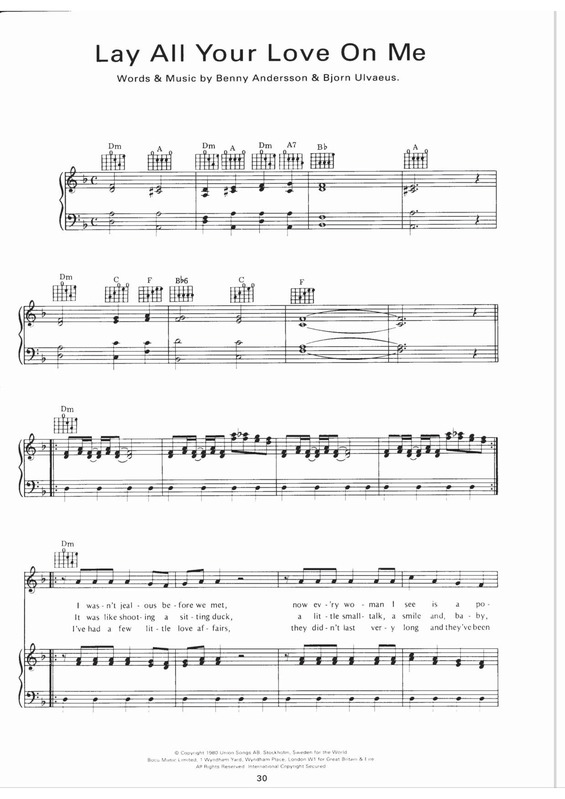 Partitura da música Lay All Your Love On Me v.3