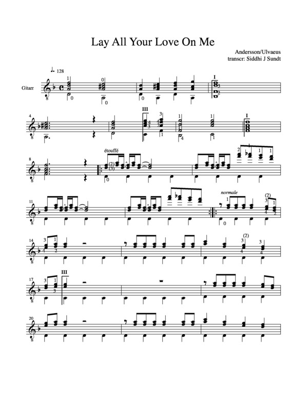 Partitura da música Lay All Your Love On Me v.4