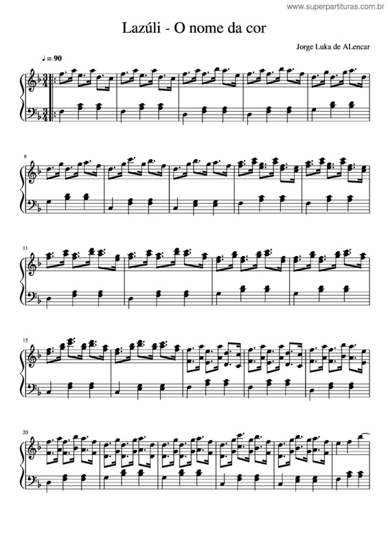 Partitura da música Lazúli – O Nome Da Cor