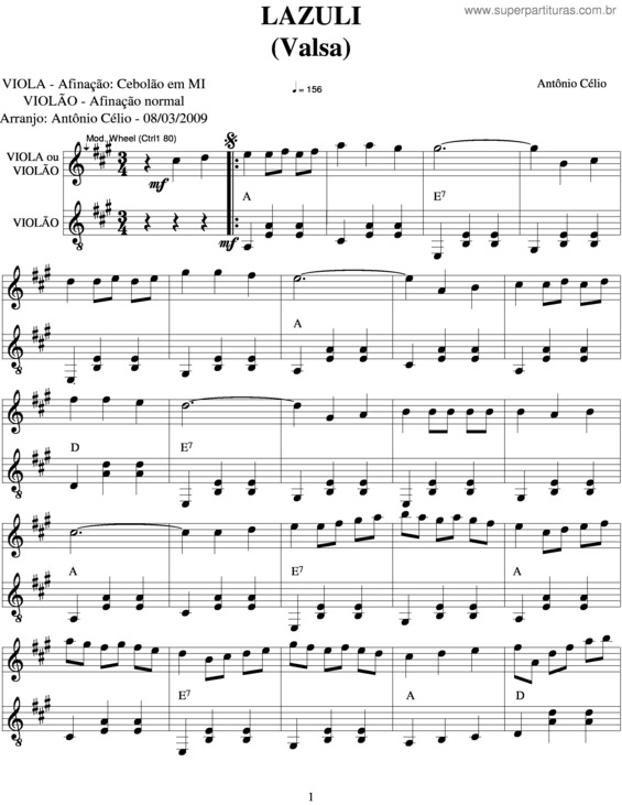 Partitura da música Lazuli