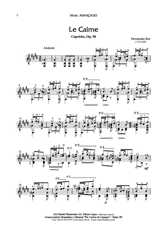 Partitura da música Le Calme (Capricho) Op. 50