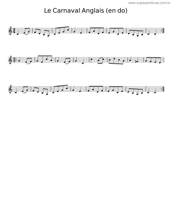Partitura da música Le Carnaval Anglais