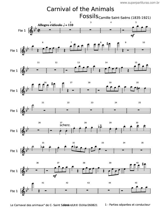 Partitura da música Le Carnaval Des Animaux v.17