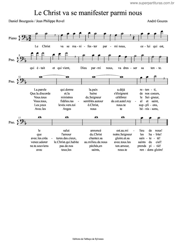 Partitura da música Le Christ Va Se Manifester Parmi Nous