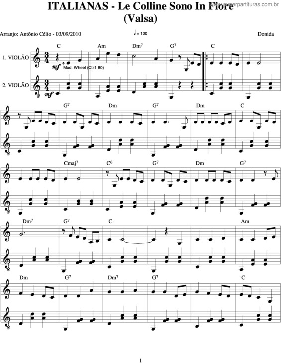 Partitura da música Le Colline Sono In Fiore