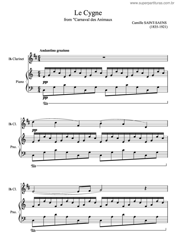 Partitura da música Le Cygne v.6