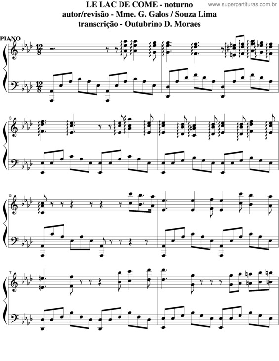 Partitura da música Le Lac De Come v.2