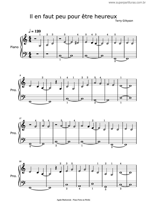 Partitura da música Le Livre De La Jungle – Il En Faut Peu Pour Être Heureux