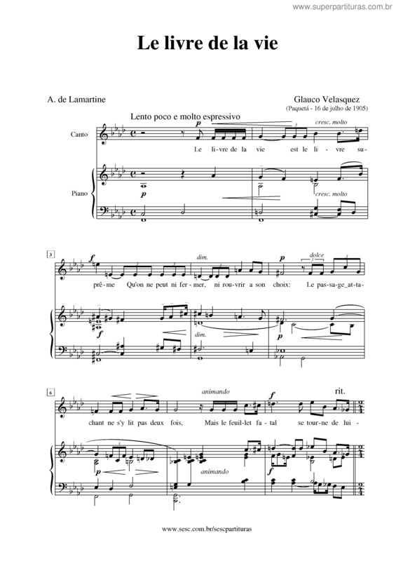 Partitura da música Le livre de la vie