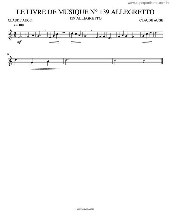 Partitura da música Le Livre De Musique N° 139 Allegretto
