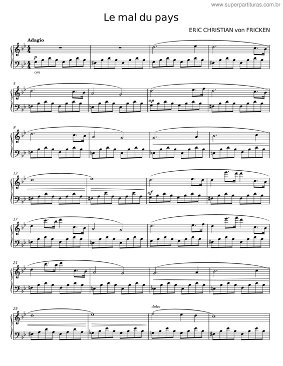 Partitura da música Le Mal Du Pays – Eric Christian Von Fricken