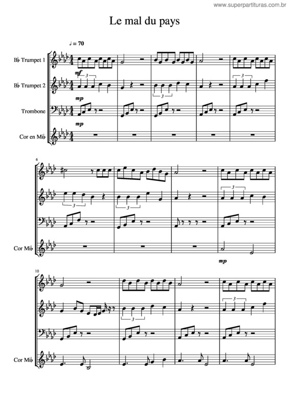 Partitura da música Le Mal Du Pays