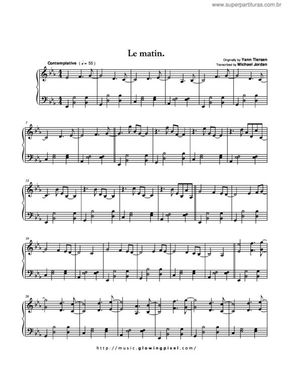 Partitura da música Le Matin v.2