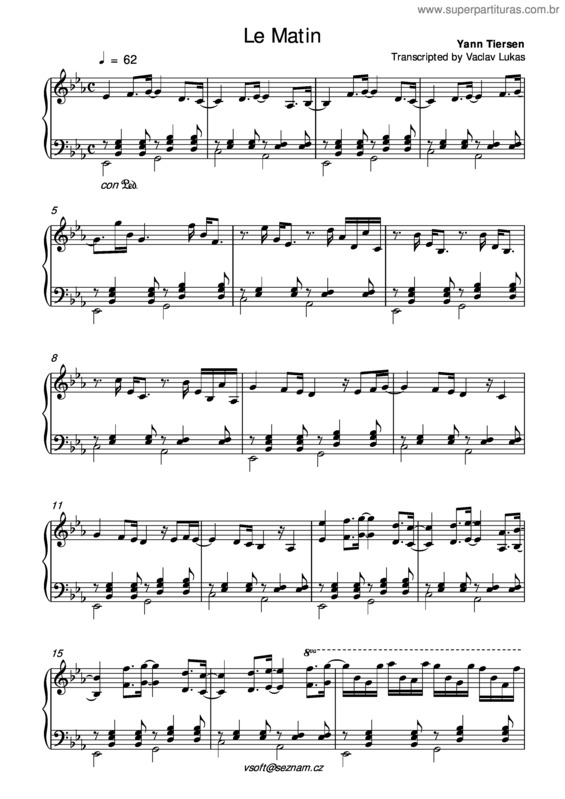 Partitura da música Le Matin v.3