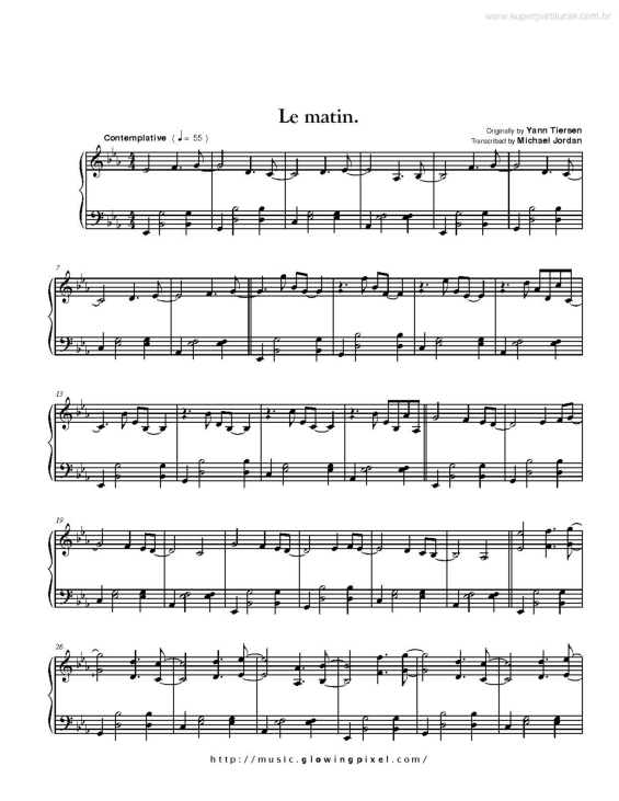 Partitura da música Le Matin