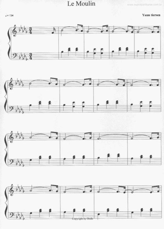 Partitura da música Le Moulin