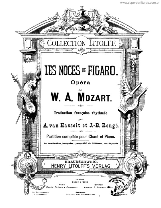 Partitura da música Le nozze di Figaro
