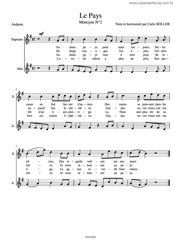 Partitura da música Le Pays