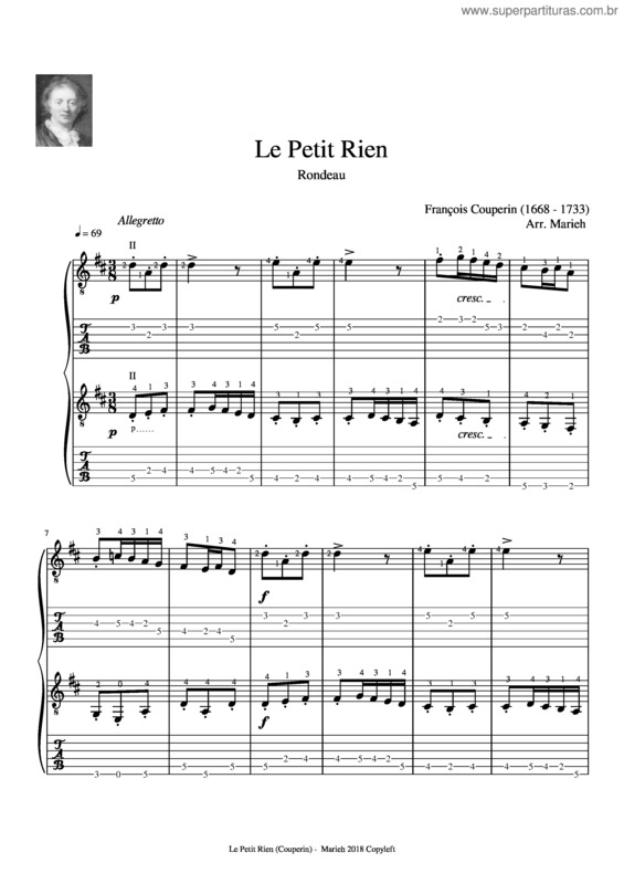 Partitura da música Le Petit Rien – François Couperin v.2