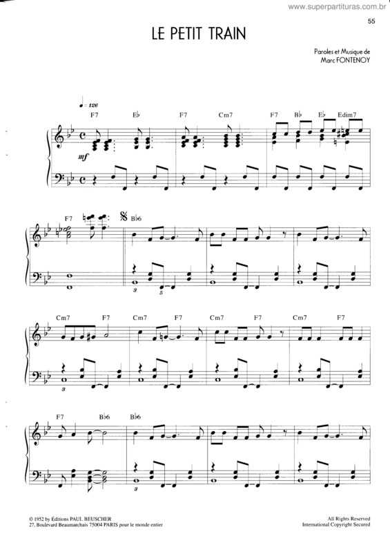 Partitura da música Le Petit Train