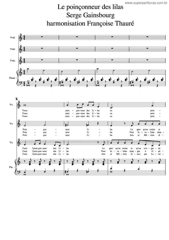 Partitura da música Le Poin Onneur Des Lilas