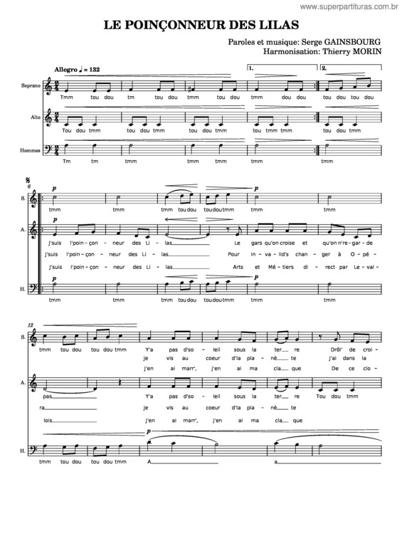 Partitura da música Le Poinconneur Des Lilas – Serge Gainsbourg Le Poinçonneur Des Lilas – Serge Gainsbourg
