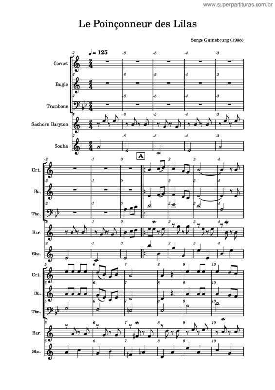 Partitura da música Le Poinconneur Des Lilas – Serge Gainsbourg