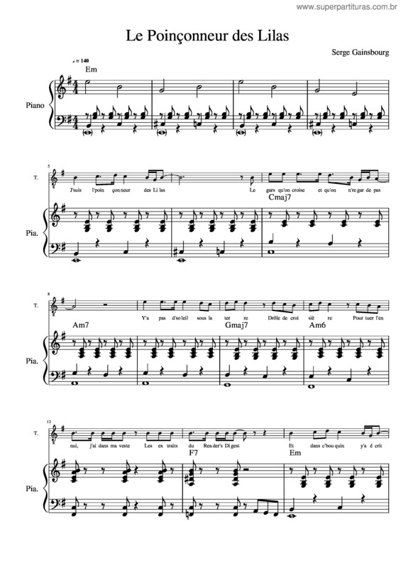 Partitura da música Le Poinçonneur Des Lilas v.2