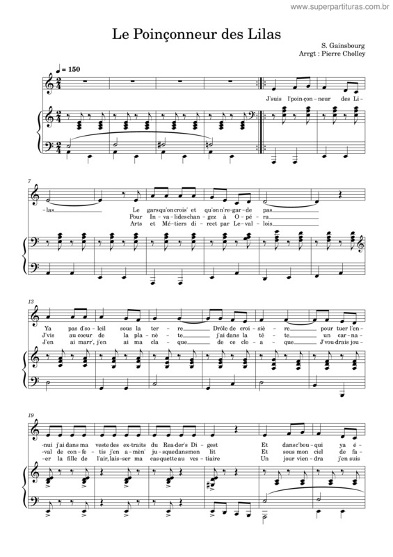 Partitura da música Le Poinçonneur Des Lilas v.4