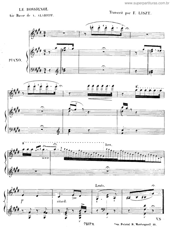 Partitura da música Le Rossignol