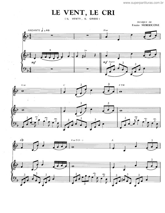 Partitura da música Le Vent Le Cri