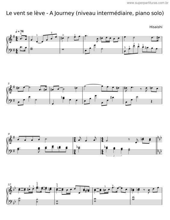 Partitura da música Le Vent Se Lève – Hisaishi