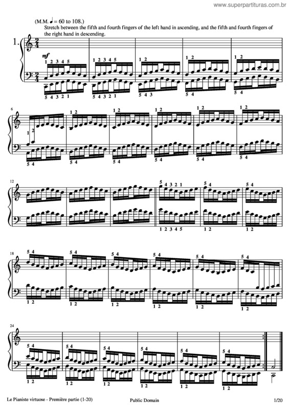 Partitura da música Le_Pianiste_Virtuose_-_Premiere_Partie_1-20_-_C_L_Hanon