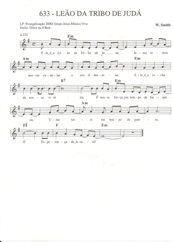 Partitura da música Leão da Tribo de Judá v.2