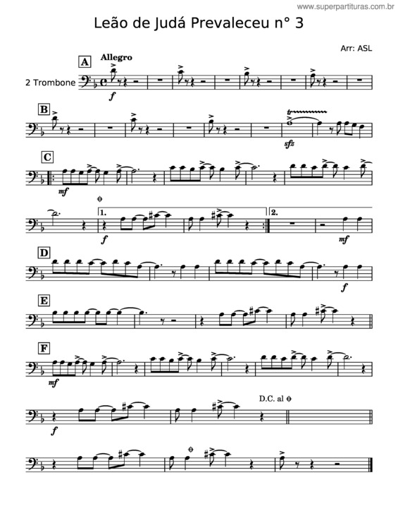 Partitura da música Leão De Judá Prevaleceu N°3 – 2Trombone – 2007–08–06 1314