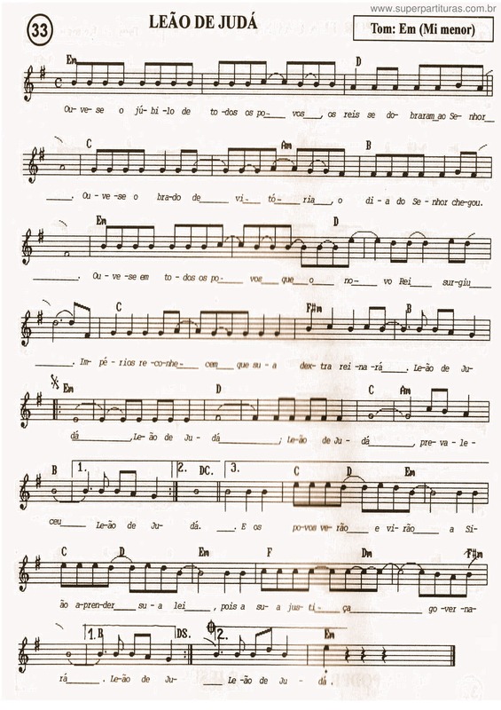 Partitura da música Leão De Judá v.3