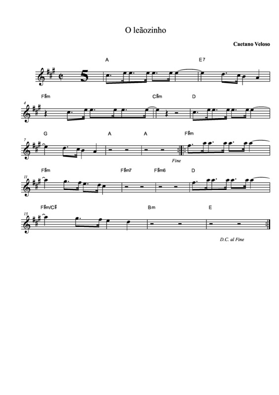 Partitura da música Leãozinho v.3