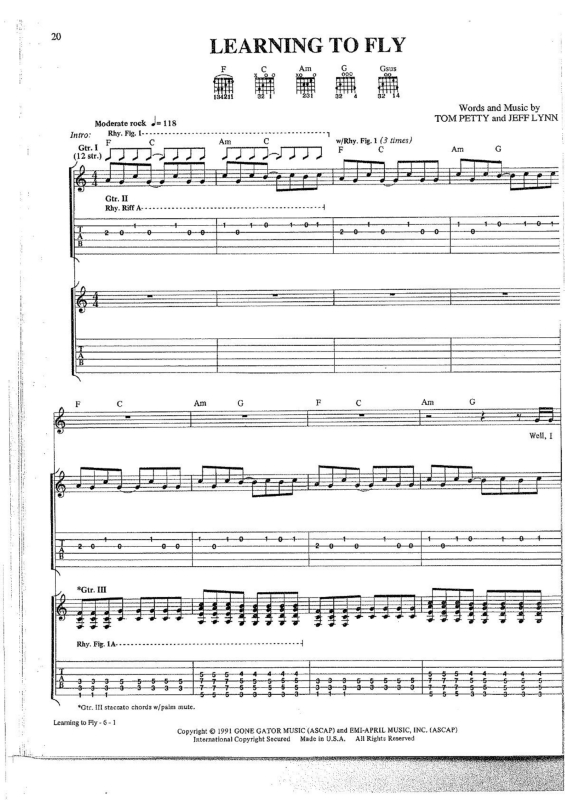 Partitura da música Learning to Fly