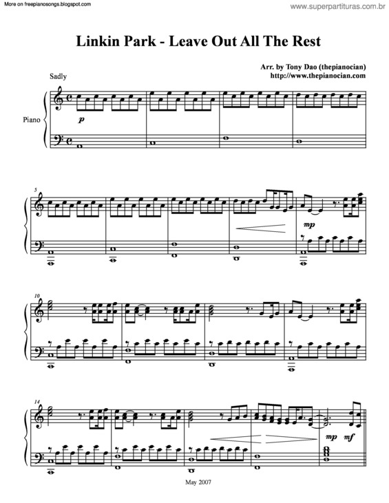 Partitura da música Leave Out All The Rest