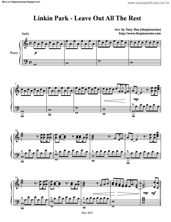 Partitura da música Leave Out All The Rest