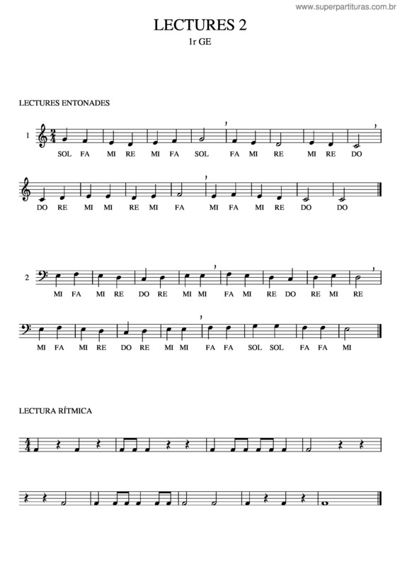 Partitura da música Lectures Setmana 2 Pels Pares