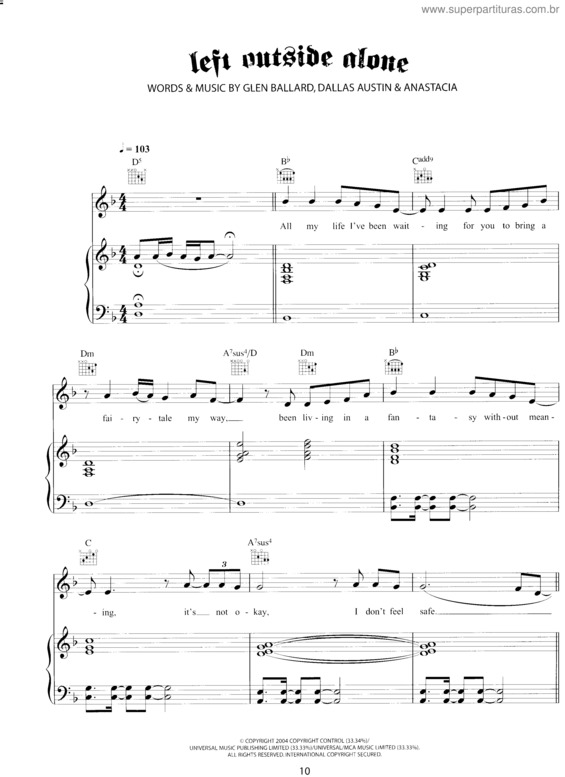 Partitura da música Left Outside Alone